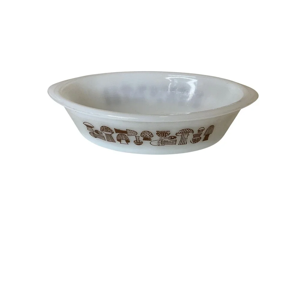 Vintage Glasbake Casserole Dish Mushrooms Oval Glass 1 Quart Cottagecore MCM